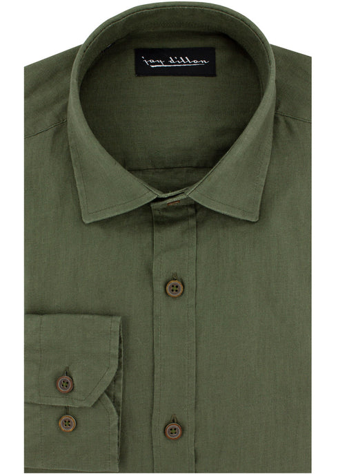 Yarn Dyed Linen Shirt - Khaki